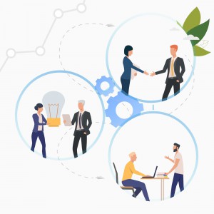 business-people-discussing-projects-or-new-ideas-vector-id1156871946