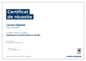 certificat aplliquer psy au design